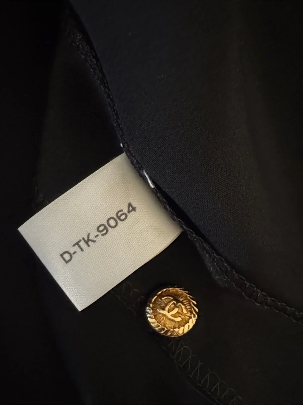 CHANEL Black Silk Bow-Collar Blouse with Gold CC Buttons
